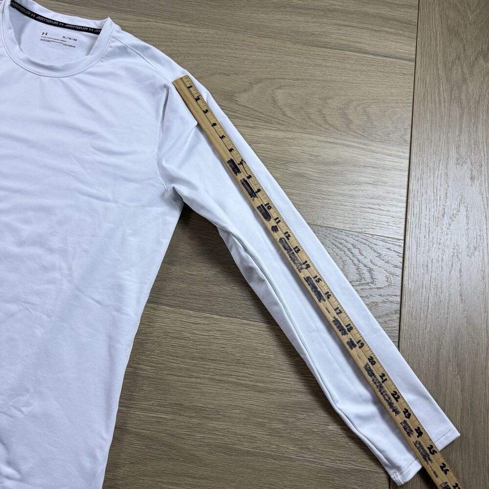 Under Armour Shirt Men XL Fitted ColdGear Crew Long Sleeve White Base Layer - Picture 5 of 10
